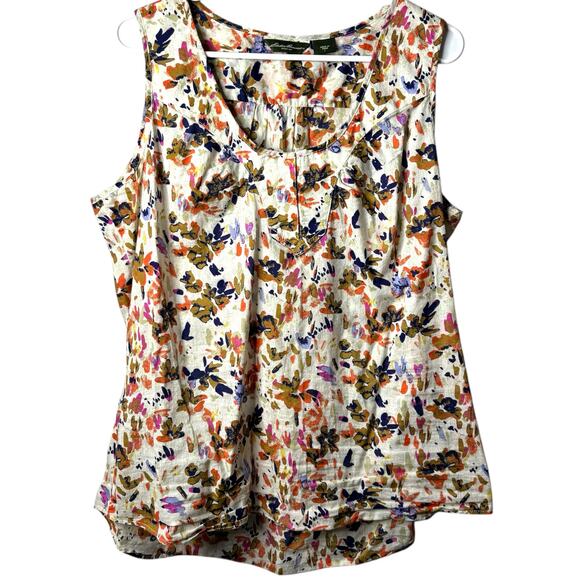 Eddie Bauer Abstract Floral Sleeveless Blouse Top Women's Large Summer Spring - Picture 1 of 7
